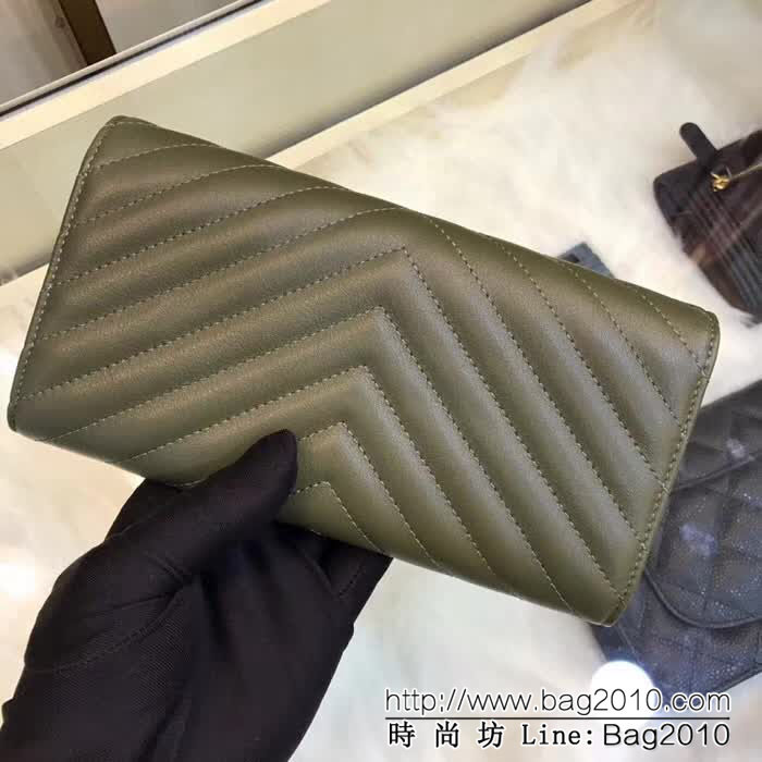 CHANEL香奈兒 古巴CU系列 cf長款錢包 進口鹿紋牛皮v格紋 復古鎏金扣 80758  DJC3174